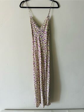 Floral Slip Midi Dress — Purple & Cream